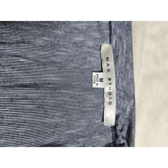 Max Studio Fold Over Flare Skirt Blue and white pinstripe, Size‎ Medium - Picture 4 of 8